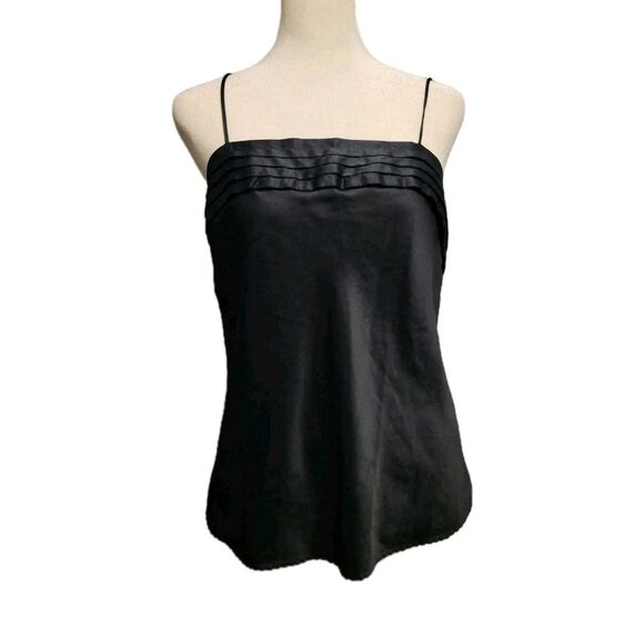 Deena Tops - Vintage Deena Satin Cami Tag 38 Fits Like Medium Black Spaghetti Strap Pleated